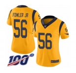 Women's Los Angeles Rams #56 Dante Fowler Jr Limited Gold Rush Vapor Untouchable 100th Season Football Jersey