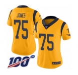 Women's Los Angeles Rams #75 Deacon Jones Limited Gold Rush Vapor Untouchable 100th Season Football Jersey