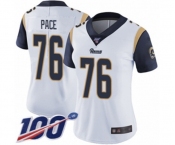 Women's Los Angeles Rams #76 Orlando Pace White Vapor Untouchable Limited Player 100th Season Football Jersey