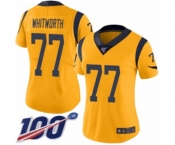 Women's Los Angeles Rams #77 Andrew Whitworth Limited Gold Rush Vapor Untouchable 100th Season Football Jersey