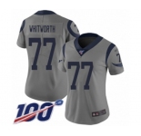 Women's Los Angeles Rams #77 Andrew Whitworth Limited Gray Inverted Legend 100th Season Football Jersey