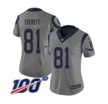 Women's Los Angeles Rams #81 Gerald Everett Limited Gray Inverted Legend 100th Season Football Jersey