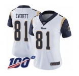 Women's Los Angeles Rams #81 Gerald Everett White Vapor Untouchable Limited Player 100th Season Football Jersey