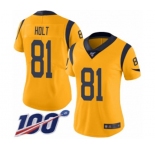Women's Los Angeles Rams #81 Torry Holt Limited Gold Rush Vapor Untouchable 100th Season Football Jersey
