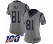 Women's Los Angeles Rams #81 Torry Holt Limited Gray Inverted Legend 100th Season Football Jersey