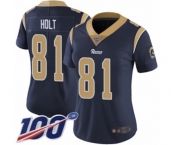 Women's Los Angeles Rams #81 Torry Holt Navy Blue Team Color Vapor Untouchable Limited Player 100th Season Football Jersey