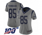 Women's Los Angeles Rams #85 Jack Youngblood Limited Gray Inverted Legend 100th Season Football Jersey