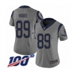 Women's Los Angeles Rams #89 Tyler Higbee Limited Gray Inverted Legend 100th Season Football Jersey