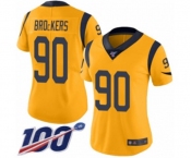 Women's Los Angeles Rams #90 Michael Brockers Limited Gold Rush Vapor Untouchable 100th Season Football Jersey