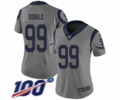 Women's Los Angeles Rams #99 Aaron Donald Limited Gray Inverted Legend 100th Season Football Jersey