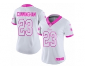 Women's Nike Los Angeles Rams #23 Benny Cunningham Limited White Pink Rush Fashion NFL Jersey