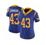 Women's Nike Los Angeles Rams #43 John Johnson Vapor Untouchable Limited Royal Blue Alternate NFL Jersey