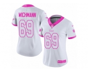Women's Nike Los Angeles Rams #69 Cody Wichmann Limited White Pink Rush Fashion NFL Jersey
