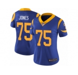 Women's Nike Los Angeles Rams #75 Deacon Jones Vapor Untouchable Limited Royal Blue Alternate NFL Jersey