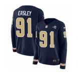 Women's Nike Los Angeles Rams #91 Dominique Easley Limited Navy Blue Therma Long Sleeve NFL Jersey