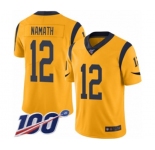 Youth Los Angeles Rams #12 Joe Namath Limited Gold Rush Vapor Untouchable 100th Season Football Jersey