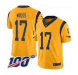 Youth Los Angeles Rams #17 Robert Woods Limited Gold Rush Vapor Untouchable 100th Season Football Jersey