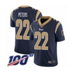 Youth Los Angeles Rams #22 Marcus Peters Navy Blue Team Color Vapor Untouchable Limited Player 100th Season Football Jersey