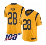 Youth Los Angeles Rams #28 Marshall Faulk Limited Gold Rush Vapor Untouchable 100th Season Football Jersey