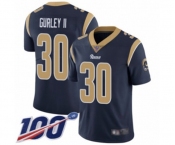 Youth Los Angeles Rams #30 Todd Gurley Navy Blue Team Color Vapor Untouchable Limited Player 100th Season Football Jersey