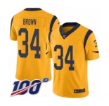 Youth Los Angeles Rams #34 Malcolm Brown Limited Gold Rush Vapor Untouchable 100th Season Football Jersey