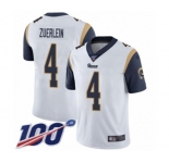 Youth Los Angeles Rams #4 Greg Zuerlein White Vapor Untouchable Limited Player 100th Season Football Jersey