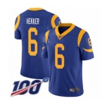 Youth Los Angeles Rams #6 Johnny Hekker Royal Blue Alternate Vapor Untouchable Limited Player 100th Season Football Jersey