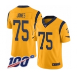 Youth Los Angeles Rams #75 Deacon Jones Limited Gold Rush Vapor Untouchable 100th Season Football Jersey