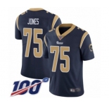 Youth Los Angeles Rams #75 Deacon Jones Navy Blue Team Color Vapor Untouchable Limited Player 100th Season Football Jersey