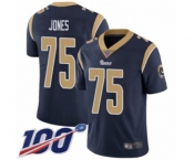 Youth Los Angeles Rams #75 Deacon Jones Navy Blue Team Color Vapor Untouchable Limited Player 100th Season Football Jersey