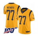 Youth Los Angeles Rams #77 Andrew Whitworth Limited Gold Rush Vapor Untouchable 100th Season Football Jersey