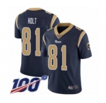 Youth Los Angeles Rams #81 Torry Holt Navy Blue Team Color Vapor Untouchable Limited Player 100th Season Football Jersey