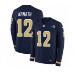 Youth Nike Los Angeles Rams #12 Joe Namath Limited Navy Blue Therma Long Sleeve NFL Jersey