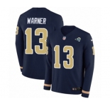 Youth Nike Los Angeles Rams #13 Kurt Warner Limited Navy Blue Therma Long Sleeve NFL Jersey