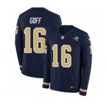 Youth Nike Los Angeles Rams #16 Jared Goff Limited Navy Blue Therma Long Sleeve NFL Jersey