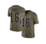 Youth Nike Los Angeles Rams #16 Jared Goff Limited Olive 2017 Salute to Service NFL Jersey