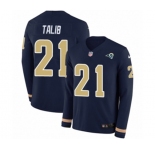 Youth Nike Los Angeles Rams #21 Aqib Talib Limited Navy Blue Therma Long Sleeve NFL Jersey