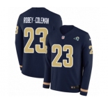 Youth Nike Los Angeles Rams #23 Nickell Robey-Coleman Limited Navy Blue Therma Long Sleeve NFL Jersey