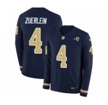 Youth Nike Los Angeles Rams #4 Greg Zuerlein Limited Navy Blue Therma Long Sleeve NFL Jersey