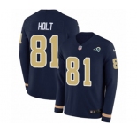 Youth Nike Los Angeles Rams #81 Torry Holt Limited Navy Blue Therma Long Sleeve NFL Jersey