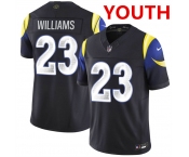 Youth los angeles rams #23 kyren williams midnight blue 2025 f.u.s.e. “rivalries” vapor limited football stitched jersey