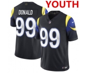 Youth los angeles rams #99 aaron donald midnight blue 2025 f.u.s.e. “rivalries” vapor limited football stitched jersey