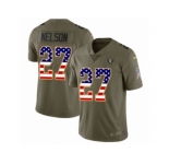 Men Nike Oakland Raiders #27 Reggie Nelson Limited Olive USA Flag 2017 Salute to Service NFL Jersey