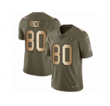 Men Nike Oakland Raiders #80 Jerry Rice Limited Olive Gold 2017 Salute to Service NFL Jersey