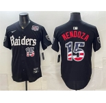 Men's Las Vegas Raiders #15 Fernando Mendoza Black USA 250 Fourth of July 'Gothic Sin City Shadows Edition' Vapor Limited Stitched Baseball Jersey