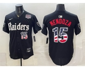 Men's Las Vegas Raiders #15 Fernando Mendoza Black USA 250 Fourth of July 'Gothic Sin City Shadows Edition' Vapor Limited Stitched Baseball Jersey