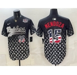 Men's Las Vegas Raiders #15 Fernando Mendoza Black USA 250 Fourth of July Vapor Limited Stitched Baseball Jersey