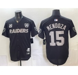 Men's Las Vegas Raiders #15 Fernando Mendoza Black With 3-Star C Patch Nevada Silver Stat Patch And 65th Anniversary Patch Stitched Football Jersey