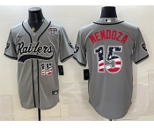 Men's Las Vegas Raiders #15 Fernando Mendoza Gray USA 250 Fourth of July Vapor Limited Stitched Baseball Jersey