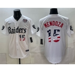 Men's Las Vegas Raiders #15 Fernando Mendoza White USA 250 Fourth of July 'Gothic Sin City Shadows Edition' Vapor Limited Stitched Baseball Jersey